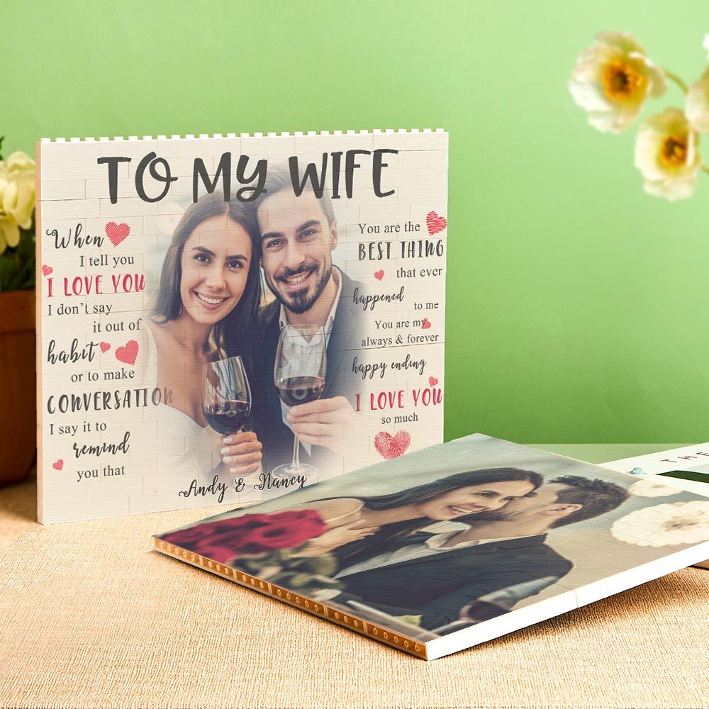 定制積木拼圖個性化照片和名字磚給我妻子 - PhotoMoonLampTW