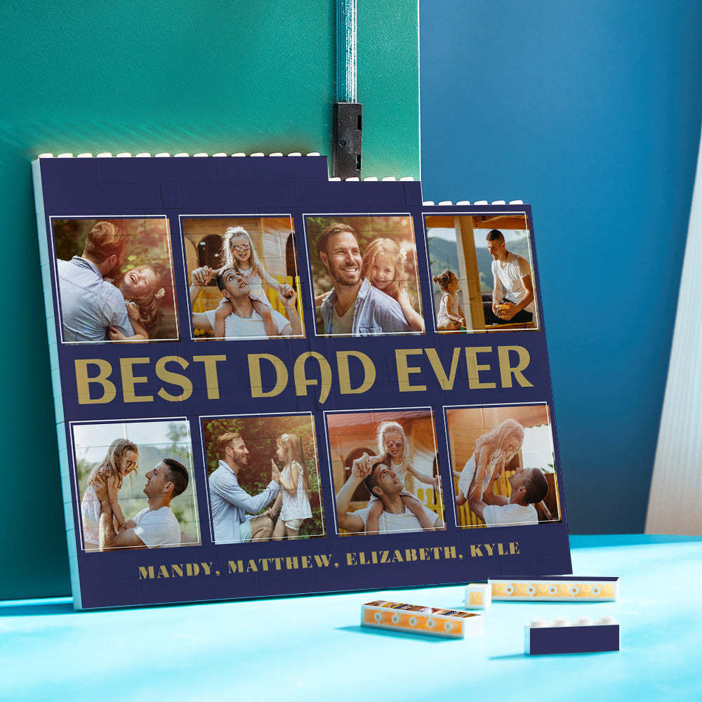 自定義積木拼圖水平三重奏照片積木有史以來最好的爸爸 - PhotoMoonLampTW