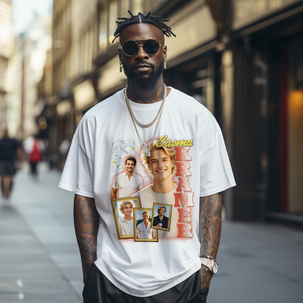 客製化復古照片 T 卹 個性化復古時尚 T 卹,適合送禮 90 年代復古 - PhotoMoonLampTW