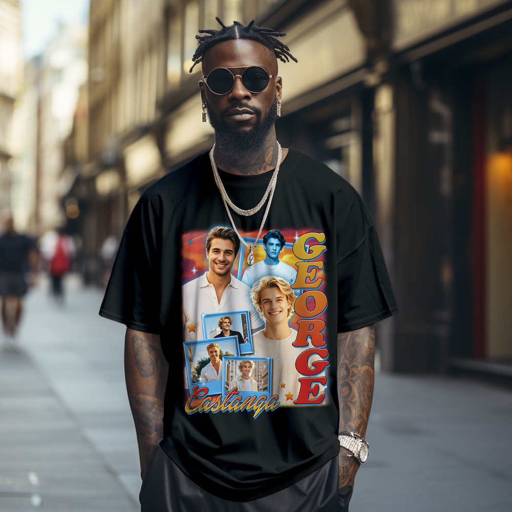 客製化復古照片 T 卹 個性化復古 T 卹作為禮物 90 年代復古 - PhotoMoonLampTW