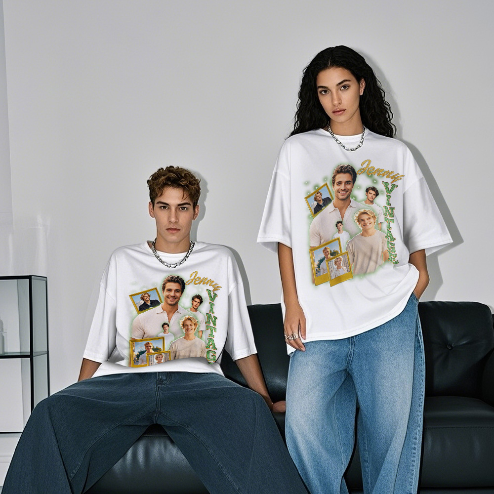 客製化復古照片 T 卹 個性化復古 T 卹,適合送禮 90 年代復古禮物,送給情人 - PhotoMoonLampTW