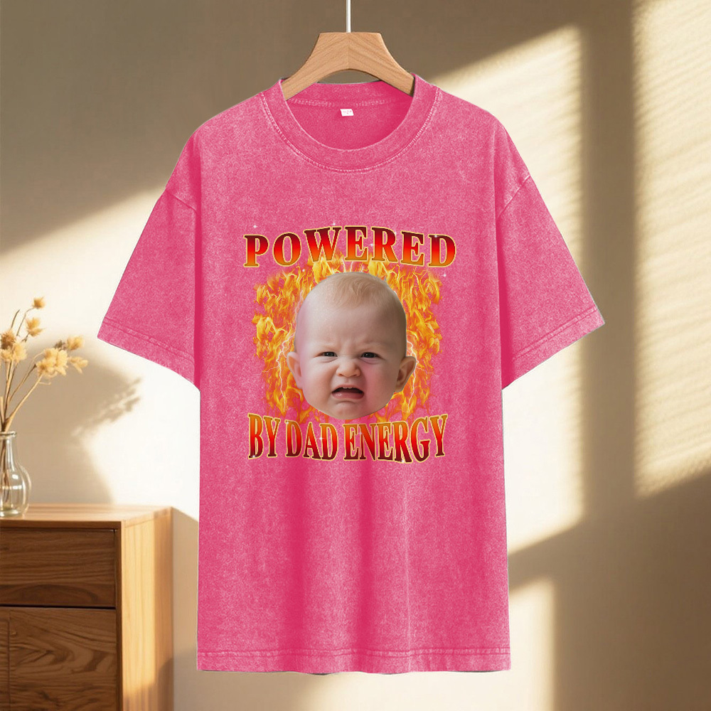 個人化照片復古 T 卹趣味父親節禮物送給爸爸,復古水洗 90 年代圖案 T 卹兒童可愛訂製襯衫 - PhotoMoonLampTW