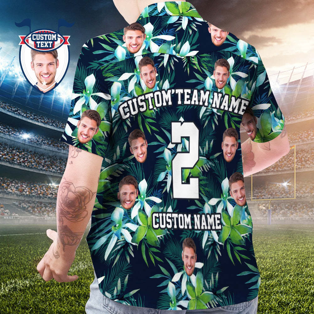 Custom Printed Hawaiian Shirt for Fans Personalized Face and Text Hawaiian Shirt Gift for fans - Leaves & Petal - MyFaceSocksEU