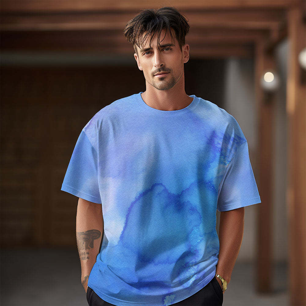 Tie-Dye Summer T-Shirts for Couples Short Sleeve Mens Tie-Dye Shirts Light Pink