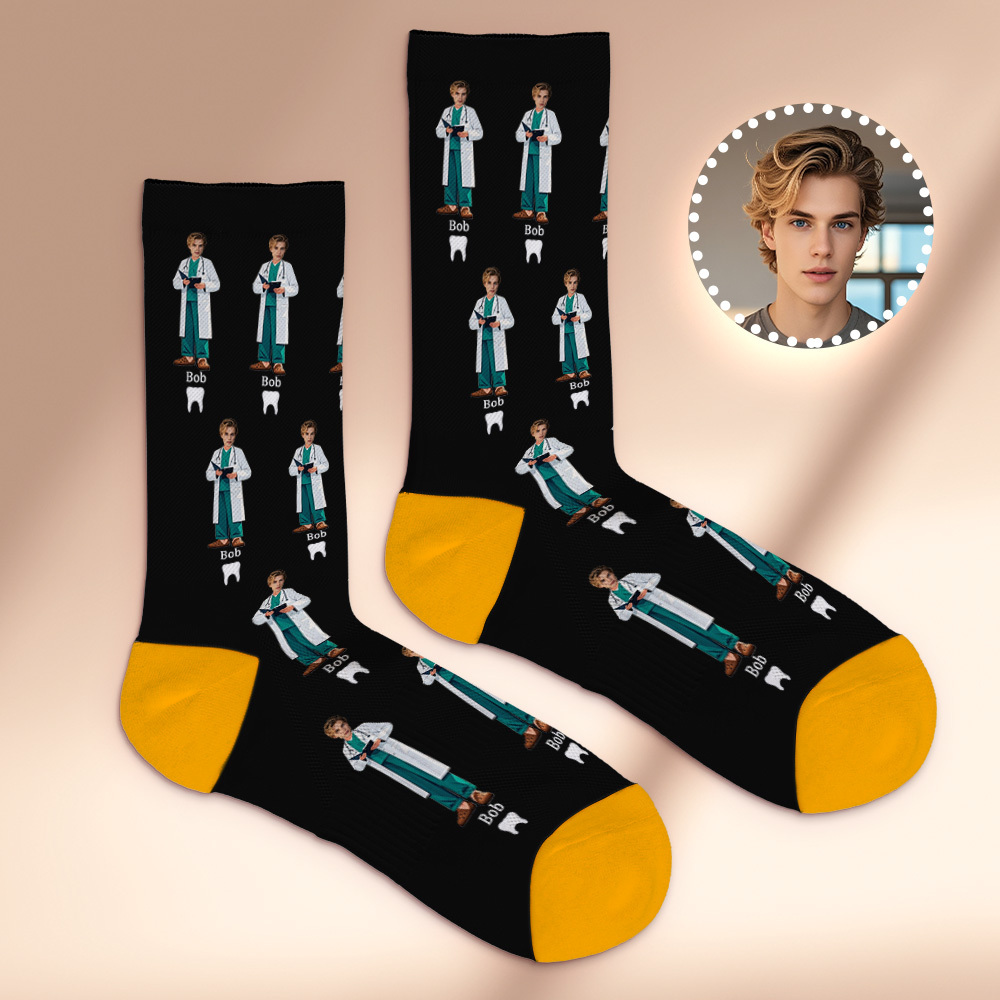 個人化情侶禮物,帶有您的照片客製化照片襪子,適合結婚週年紀念或訂婚禮物 - PhotoMoonLampTW