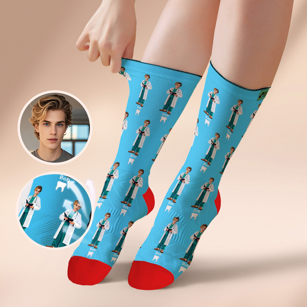 個人化情侶禮物,帶有您的照片客製化照片襪子,適合結婚週年紀念或訂婚禮物 - PhotoMoonLampTW