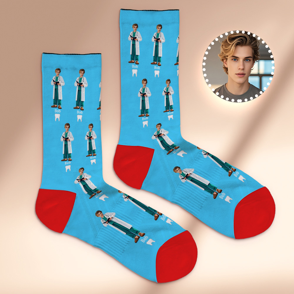 個人化情侶禮物,帶有您的照片客製化照片襪子,適合結婚週年紀念或訂婚禮物 - PhotoMoonLampTW