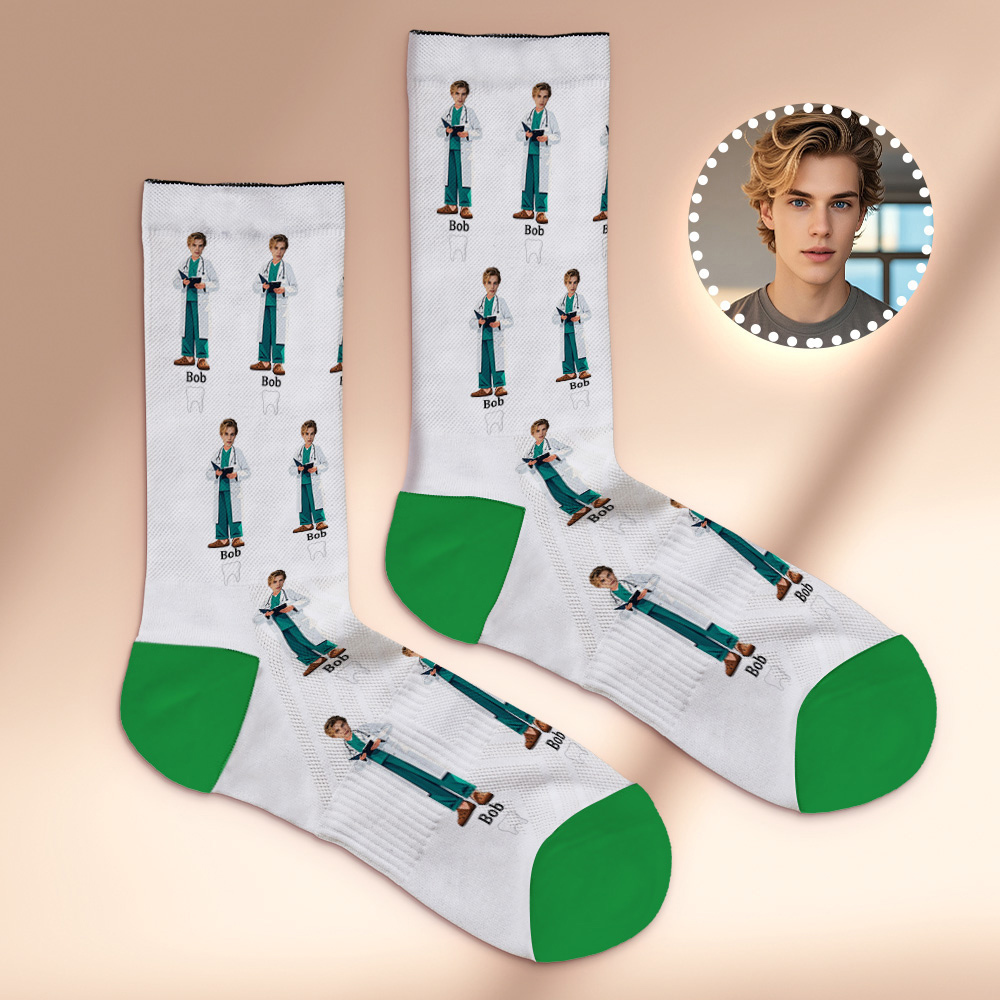 個人化情侶禮物,帶有您的照片客製化照片襪子,適合結婚週年紀念或訂婚禮物 - PhotoMoonLampTW