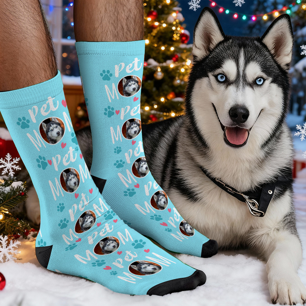 聖誕禮物 訂製寵物臉圖案襪子 彩色襪子 送給寵物愛好者的禮物 - PhotoMoonLampTW