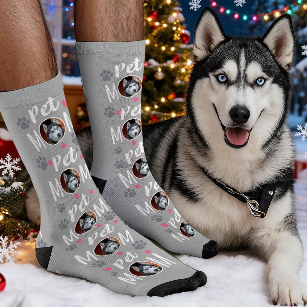 聖誕禮物 訂製寵物臉圖案襪子 彩色襪子 送給寵物愛好者的禮物 - PhotoMoonLampTW