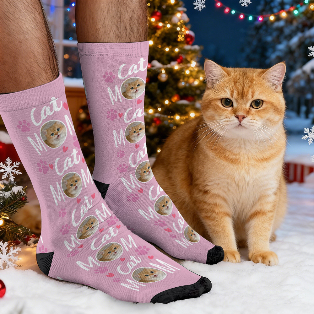 聖誕禮物 訂製寵物臉圖案襪子 彩色襪子 送給寵物愛好者的禮物 - PhotoMoonLampTW