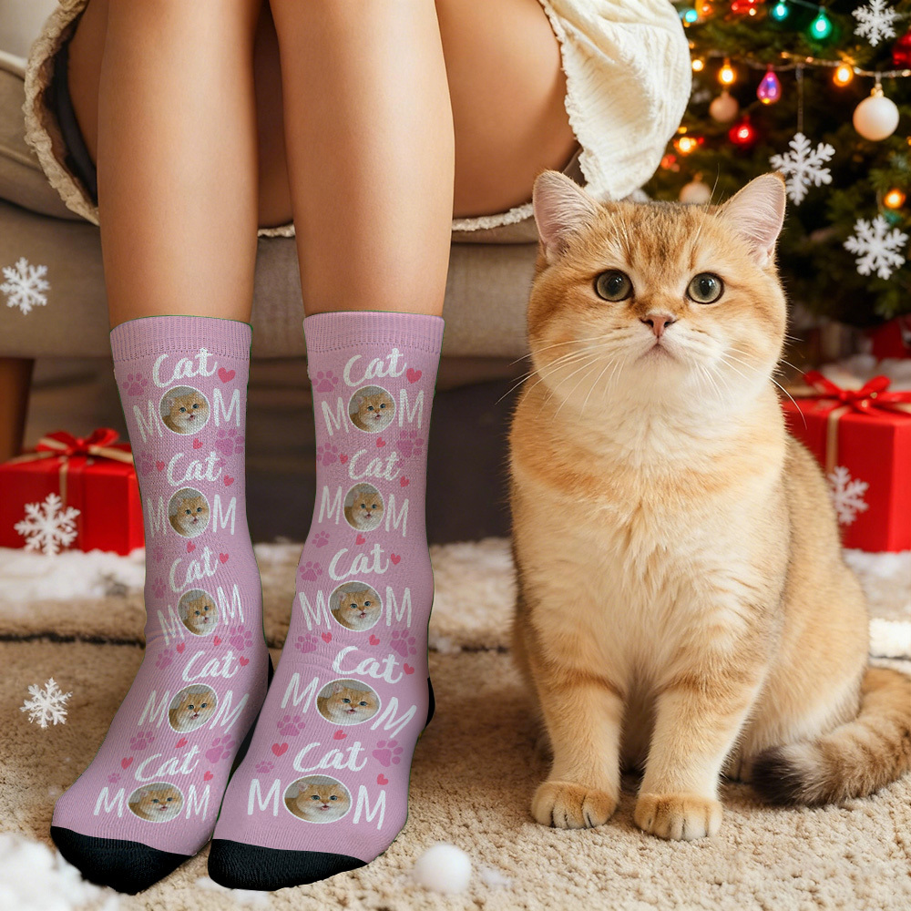 聖誕禮物 訂製寵物臉圖案襪子 彩色襪子 送給寵物愛好者的禮物 - PhotoMoonLampTW