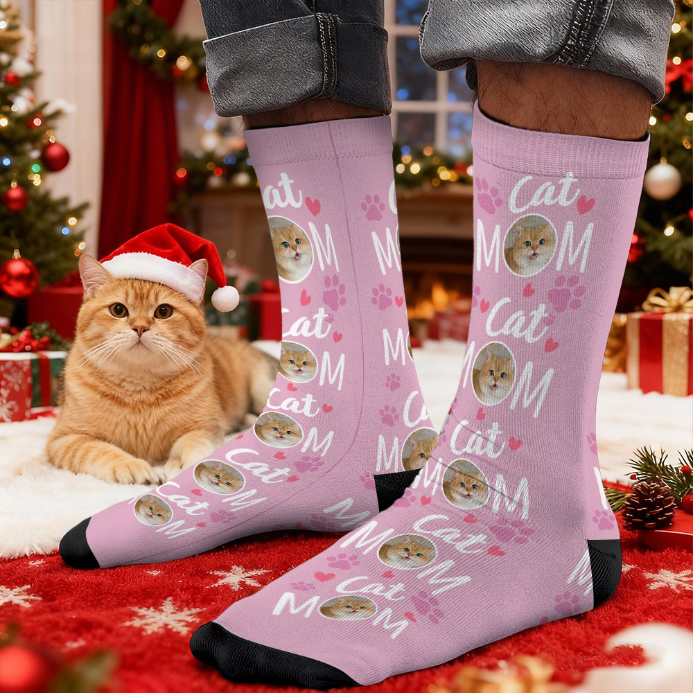 聖誕禮物 訂製寵物臉圖案襪子 彩色襪子 送給寵物愛好者的禮物 - PhotoMoonLampTW