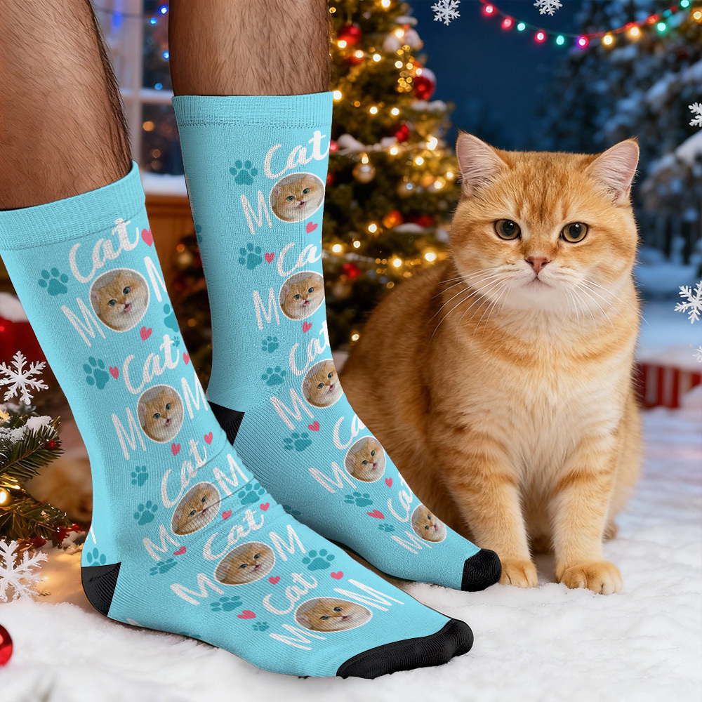 聖誕禮物 訂製寵物臉圖案襪子 彩色襪子 送給寵物愛好者的禮物 - PhotoMoonLampTW