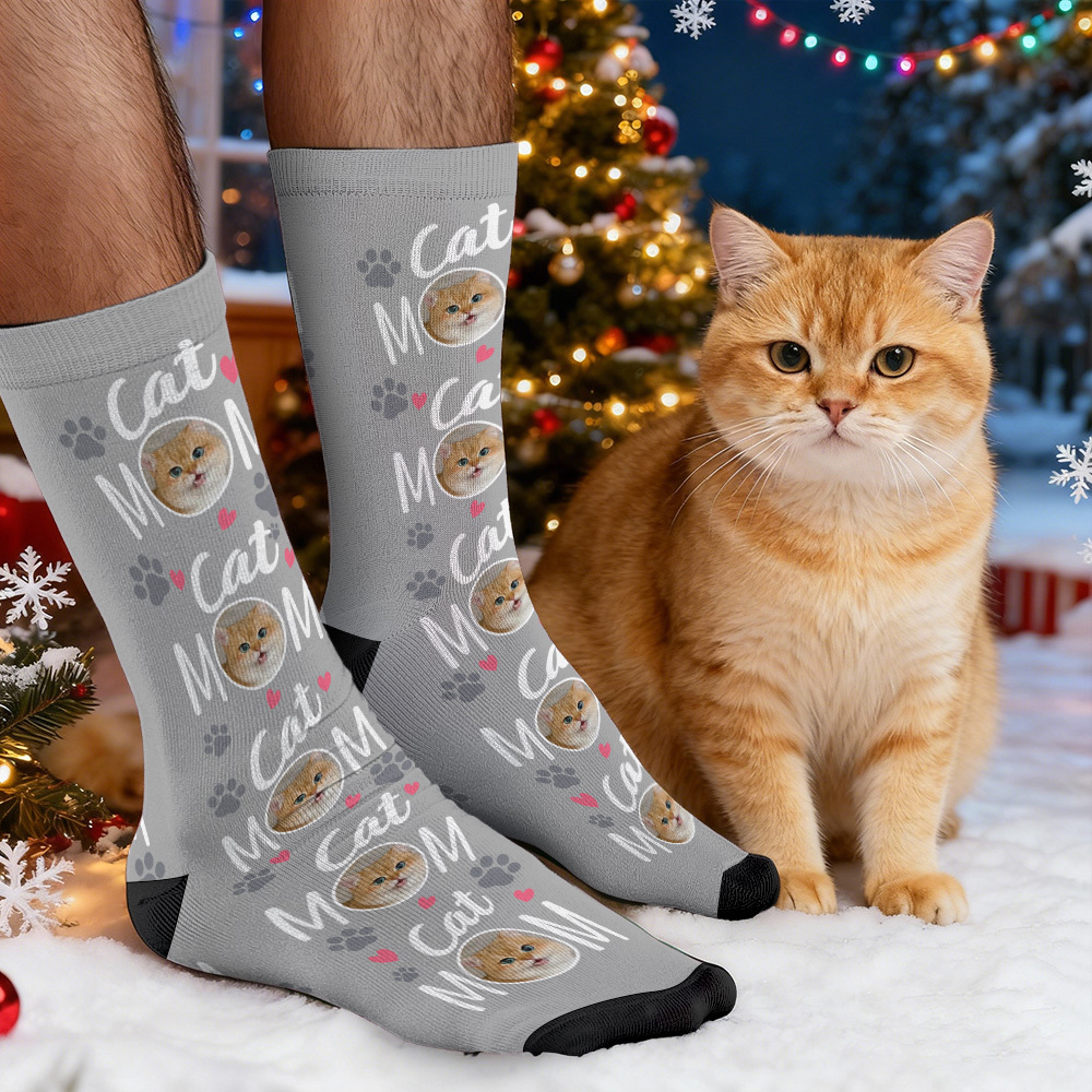 聖誕禮物 訂製寵物臉圖案襪子 彩色襪子 送給寵物愛好者的禮物 - PhotoMoonLampTW