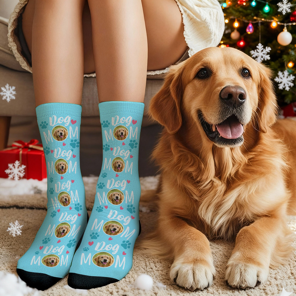 聖誕禮物 訂製寵物臉圖案襪子 彩色襪子 送給寵物愛好者的禮物 - PhotoMoonLampTW