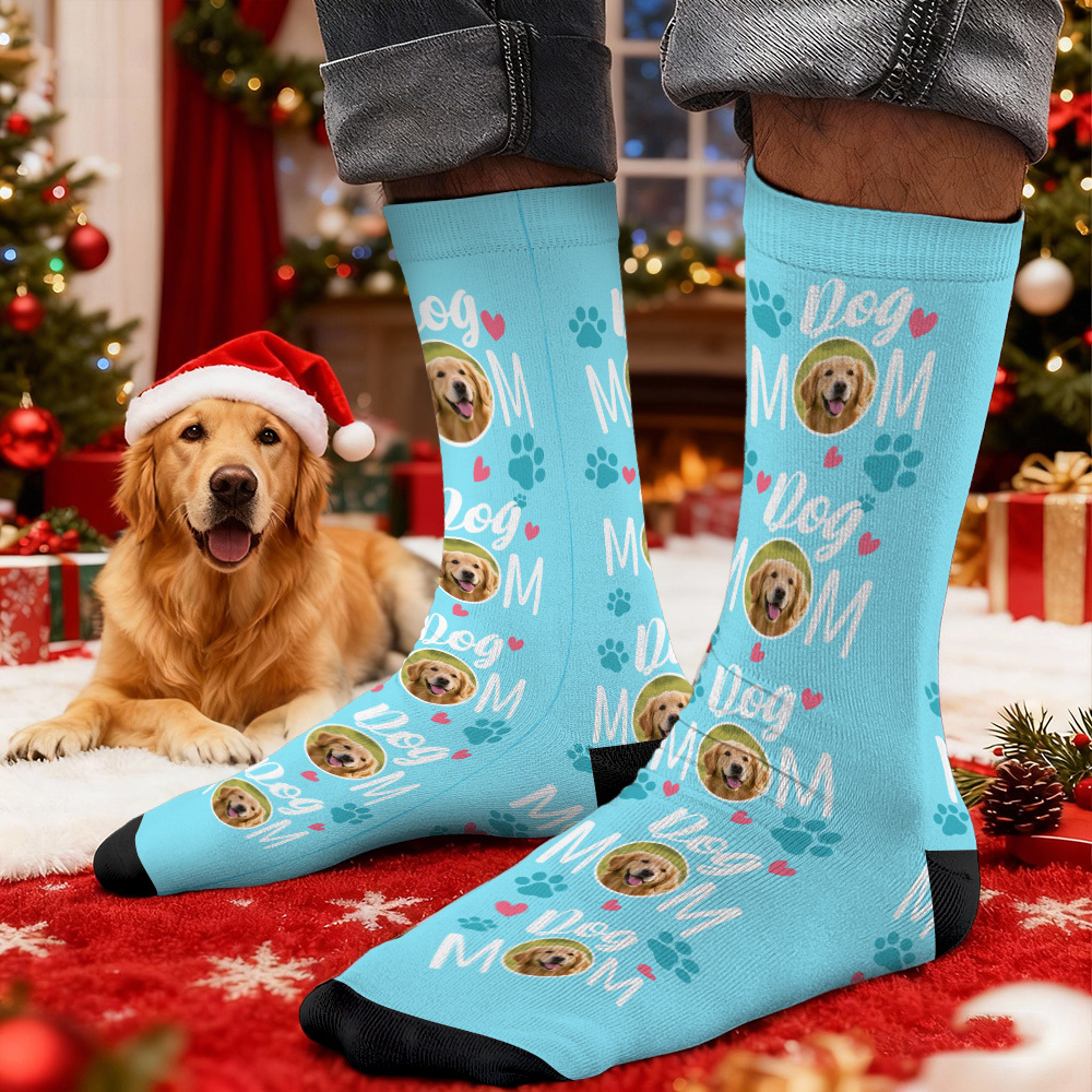 聖誕禮物 訂製寵物臉圖案襪子 彩色襪子 送給寵物愛好者的禮物 - PhotoMoonLampTW