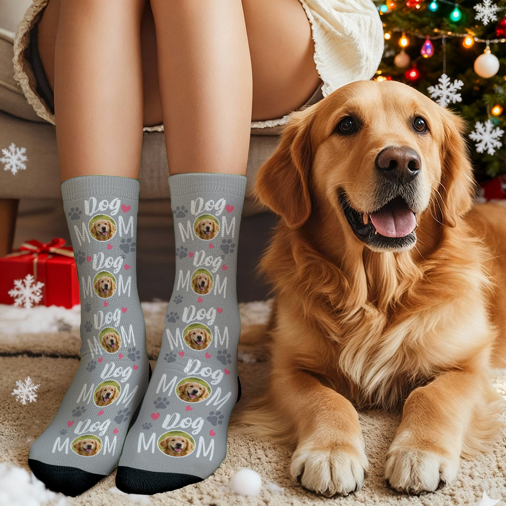 聖誕禮物 訂製寵物臉圖案襪子 彩色襪子 送給寵物愛好者的禮物 - PhotoMoonLampTW