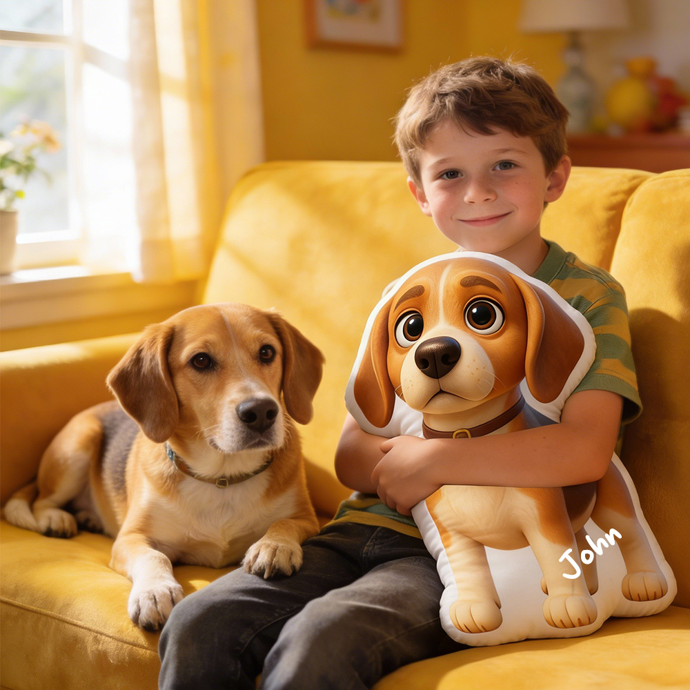 個性化寵物肖像抱枕,可訂製名字,卡通寵物靠墊,家居裝飾,寵物愛好者禮物 - PhotoMoonLampTW