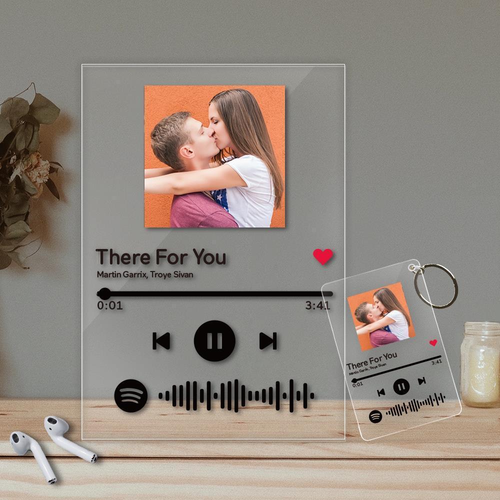 Spotify Glass 定制可掃描 Spotify 代碼音樂牌匾框架禮品並獲得免費鑰匙扣（4.7 英寸 X6.3 英寸/2.1 英寸 X 3.4 英寸） - PhotoMoonLampTW