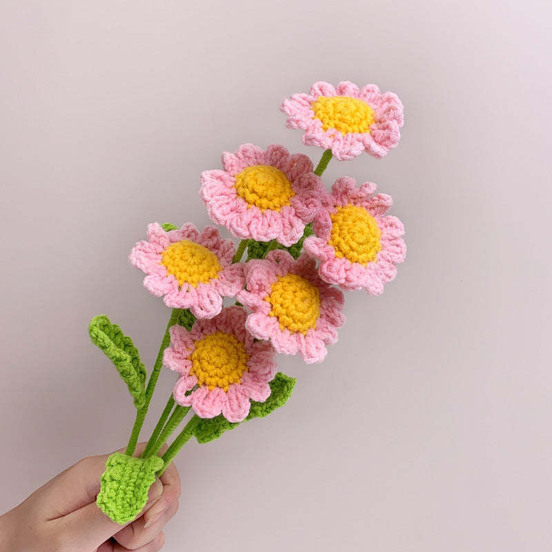 小雛菊鉤針花手工針織花禮物送給情人畢業禮物 - PhotoMoonLampTW