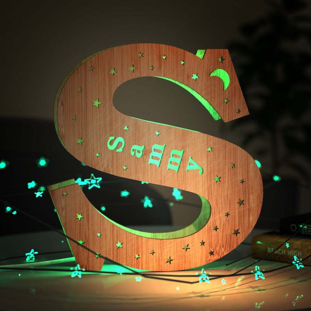 Custom Living Room Wall Decor Night Light Engraved Letter S  Household lights