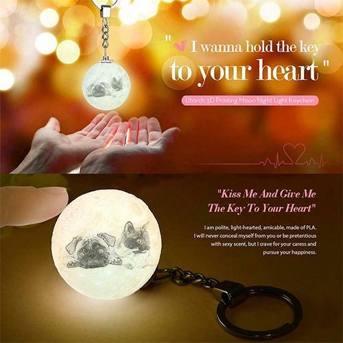 定制彩色照片鑰匙扣 3d 打印寵物月亮燈 - PhotoMoonLampTW