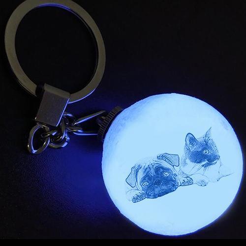 定制彩色照片鑰匙扣 3d 打印寵物月亮燈 - PhotoMoonLampTW