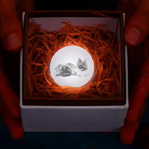 定制彩色照片鑰匙扣 3d 打印寵物月亮燈 - PhotoMoonLampTW