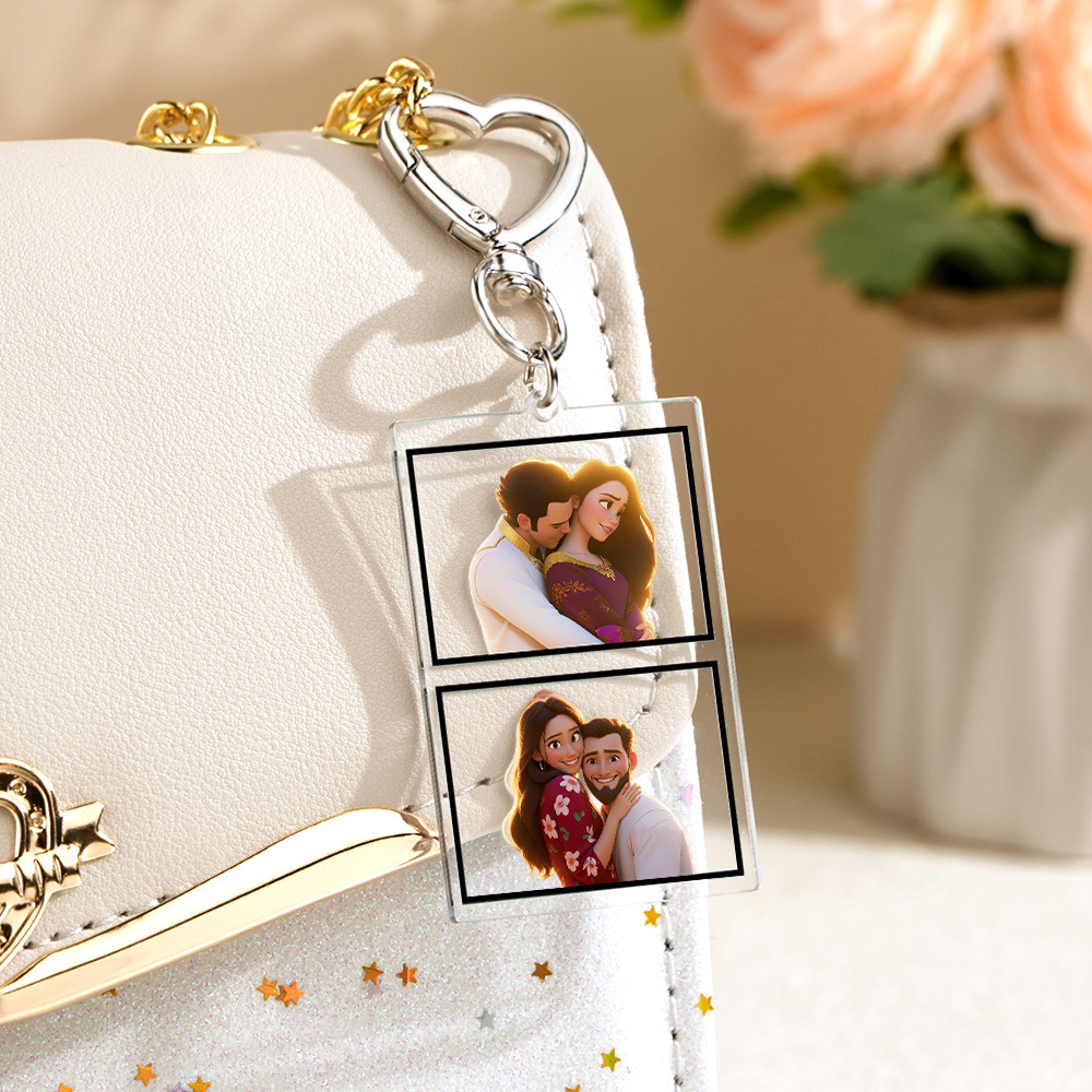 客製化卡通照片個性情侶照片壓克力鑰匙圈生日週年情人節禮物送給她的 - PhotoMoonLampTW