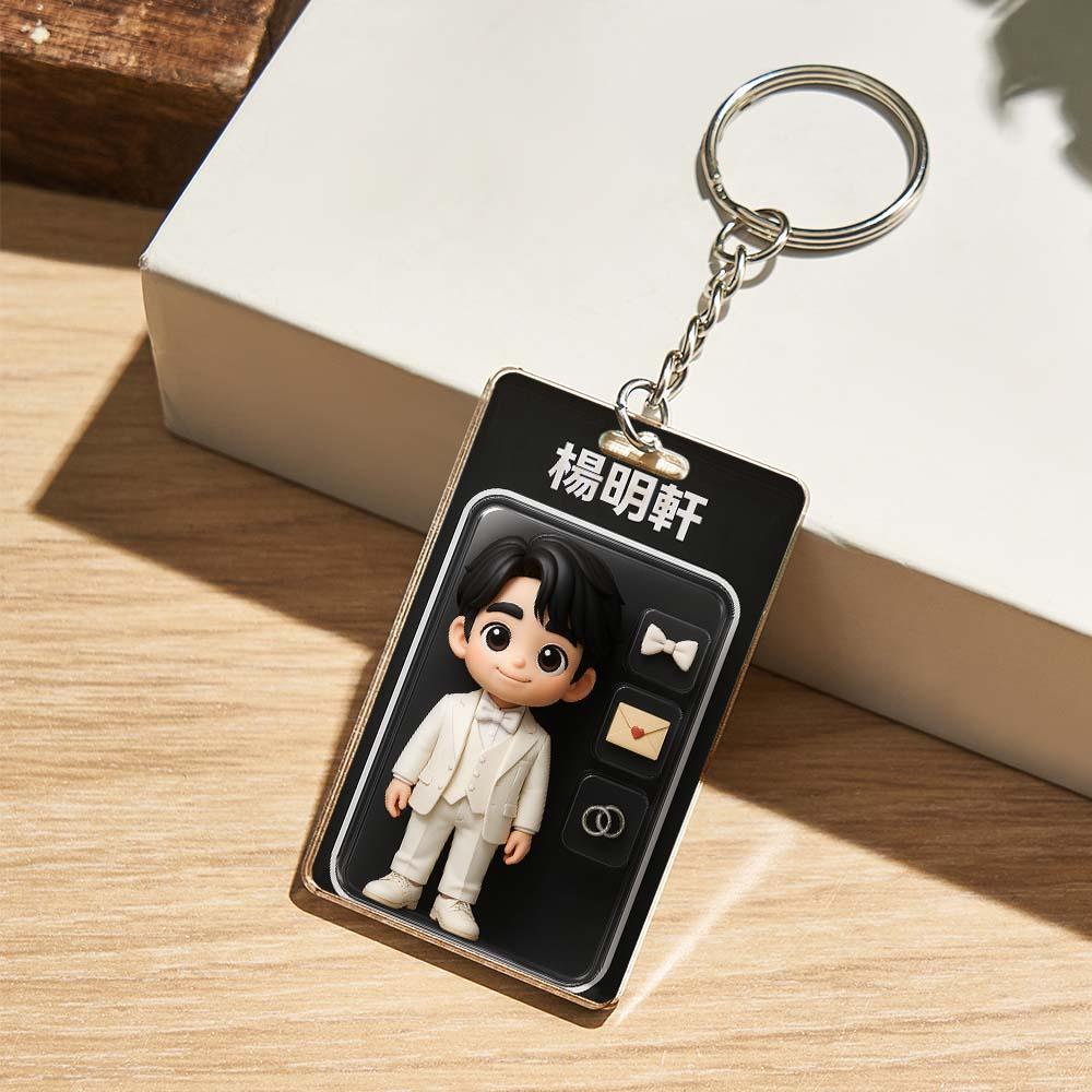 全身可自訂 3d 效果動作人物包裝玩具盒風格藝術禮物個人化 2d 印刷壓克力鑰匙圈禮物