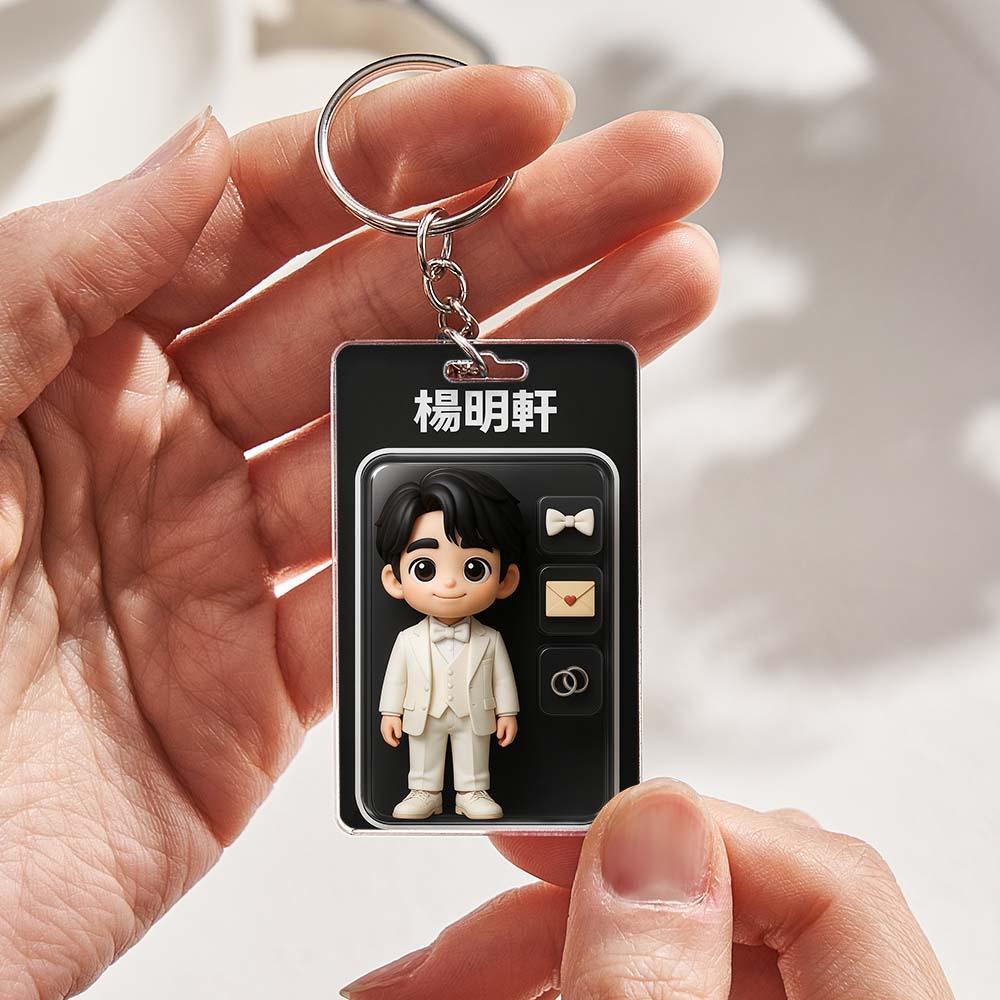 全身可自訂 3d 效果動作人物包裝玩具盒風格藝術禮物個人化 2d 印刷壓克力鑰匙圈禮物