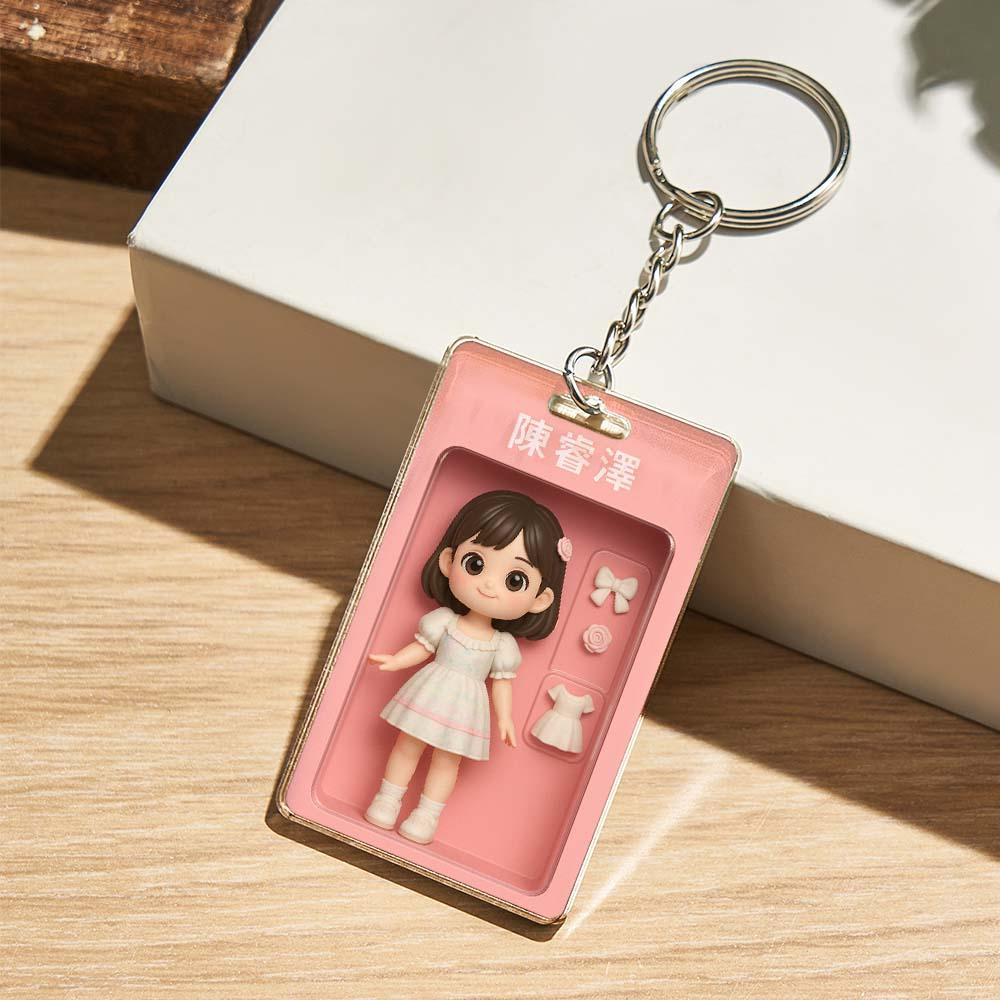 全身可自訂 3d 效果動作人物包裝玩具盒風格藝術禮物個人化 2d 印刷壓克力鑰匙圈禮物