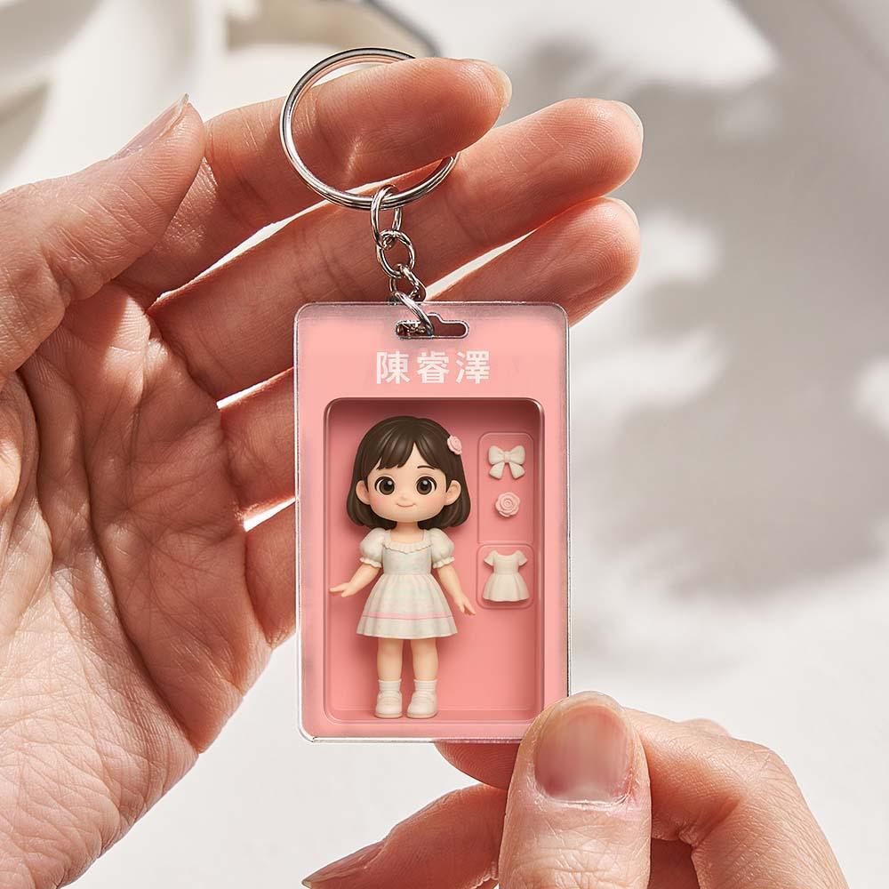 全身可自訂 3d 效果動作人物包裝玩具盒風格藝術禮物個人化 2d 印刷壓克力鑰匙圈禮物
