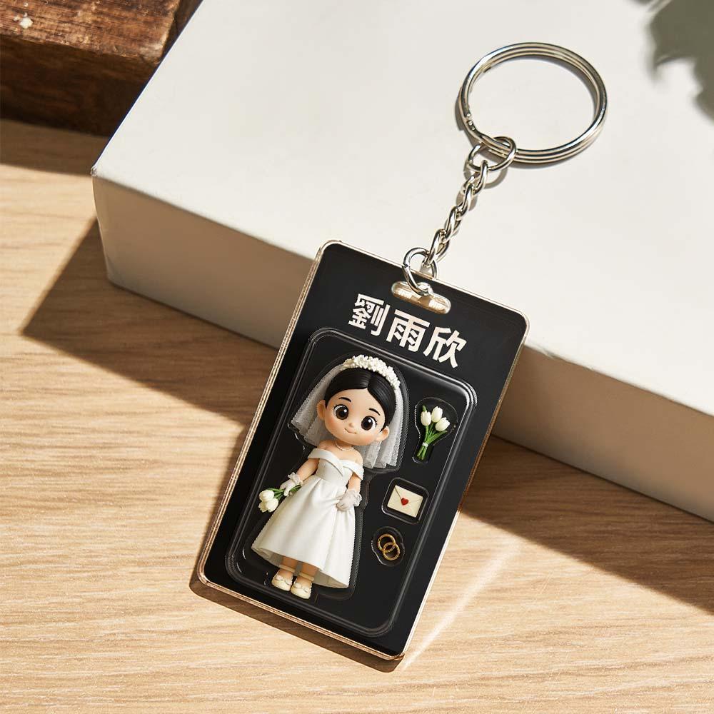 全身可自訂 3d 效果動作人物包裝玩具盒風格藝術禮物個人化 2d 印刷壓克力鑰匙圈禮物