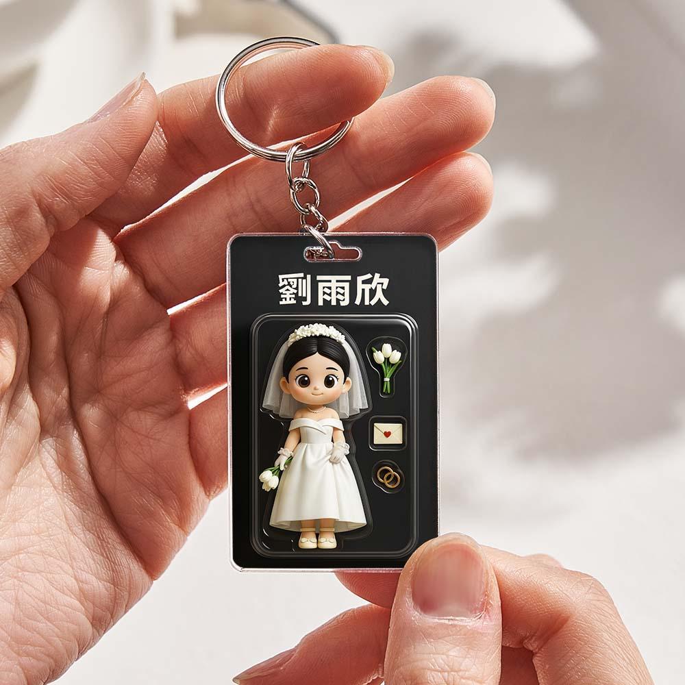 全身可自訂 3d 效果動作人物包裝玩具盒風格藝術禮物個人化 2d 印刷壓克力鑰匙圈禮物