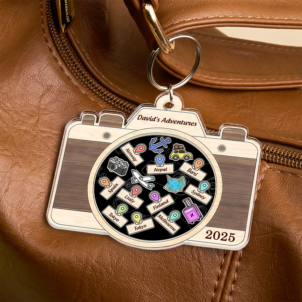 個人化旅行冒險鑰匙圈客製化旅行目的地鑰匙扣 - PhotoMoonLampTW