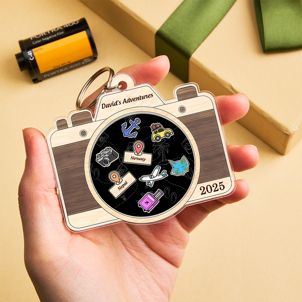 個人化旅行冒險鑰匙圈客製化旅行目的地鑰匙扣 - PhotoMoonLampTW
