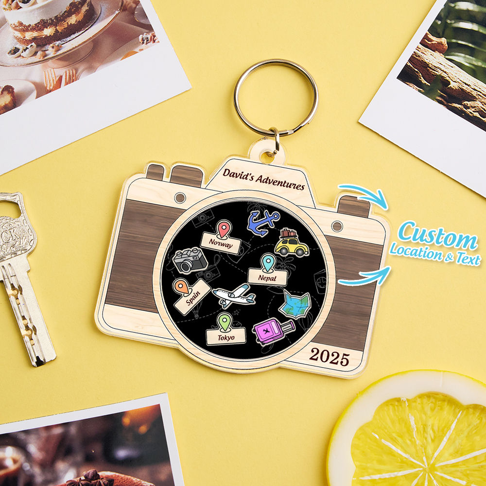 個人化旅行冒險鑰匙圈客製化旅行目的地鑰匙扣 - PhotoMoonLampTW