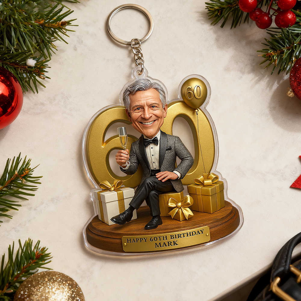 生日禮物 客製化照片 男士卡通肖像 壓克力鑰匙圈 3d立體效果 2d列印 - PhotoMoonLampTW