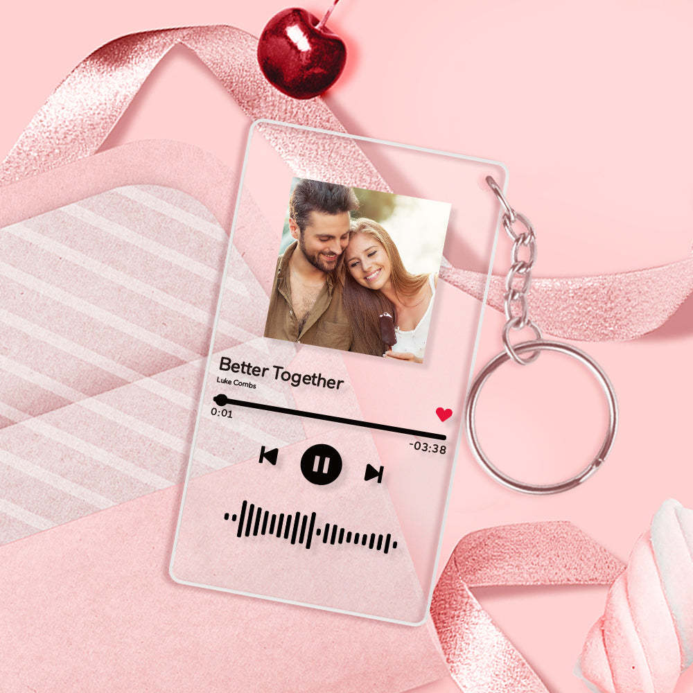 Spotify Glass 定制可掃描鑰匙扣 Spotify 代碼音樂牌匾鑰匙圈（2.1 英寸 X 3.4 英寸） - PhotoMoonLampTW