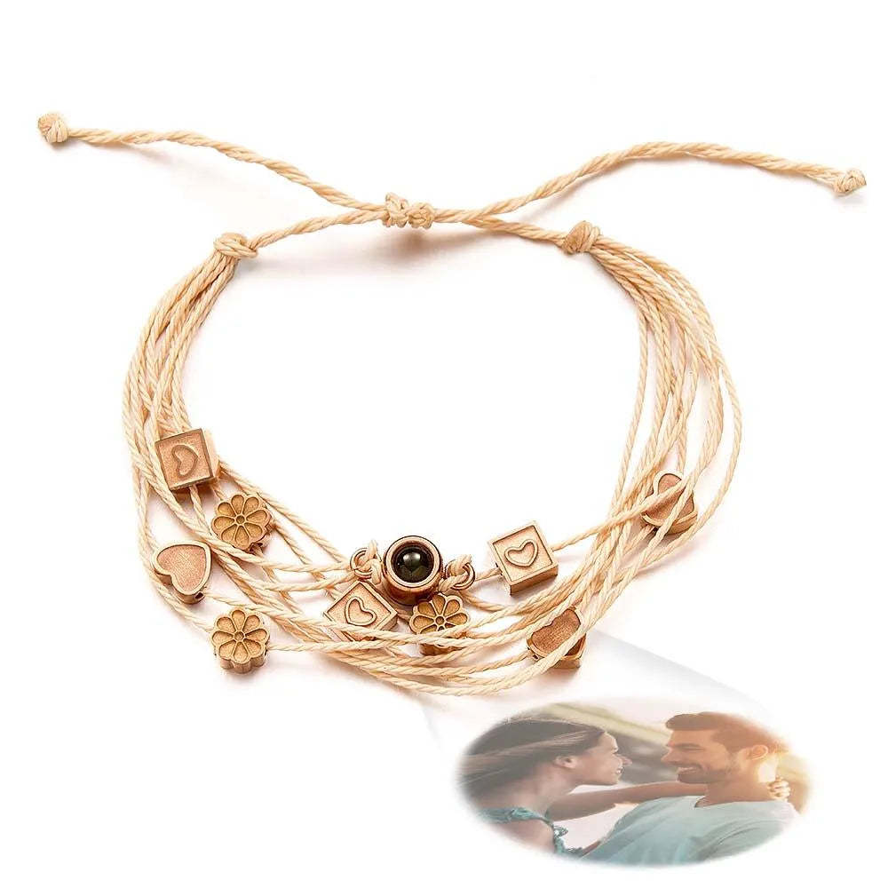 投影手鍊 不鏽鋼訂製投影手鍊 編織照片手鍊 紀念禮品 - PhotoMoonLampTW