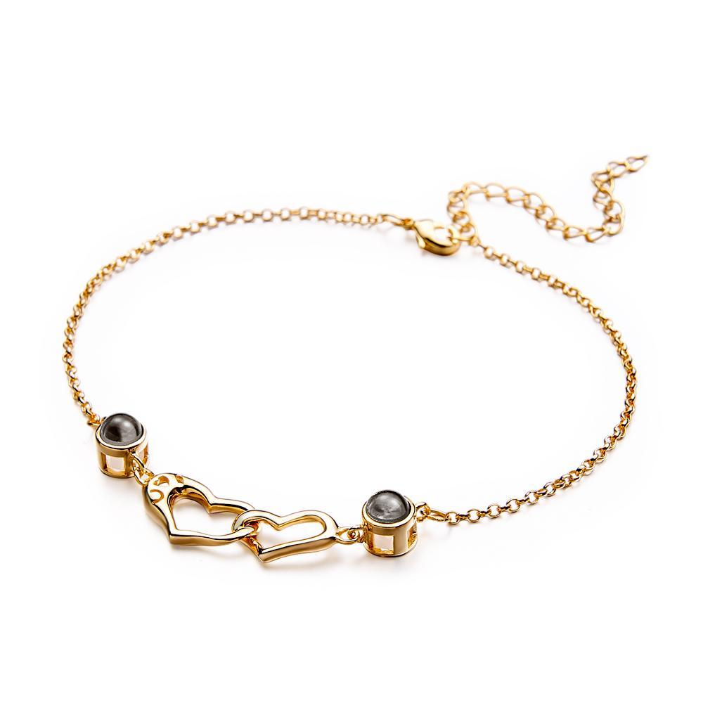 兩心投影手鍊個人化圖片手鍊紀念品珠寶時尚最好的朋友禮物 - PhotoMoonLampTW