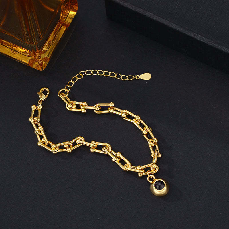 個性化投影圖片手鍊，帶有圓形吊墜，送給老公的帥氣聖誕禮物 - PhotoMoonLampTW