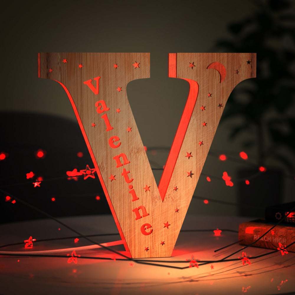 Creative Gifts Custom Gift Wooden  Night Light Letter D Home Decor Gifts for Mom