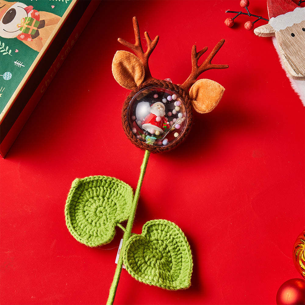 聖誕鹿聖誕老人花裝飾帶燈手工仿真花束聖誕禮物 - PhotoMoonLampTW