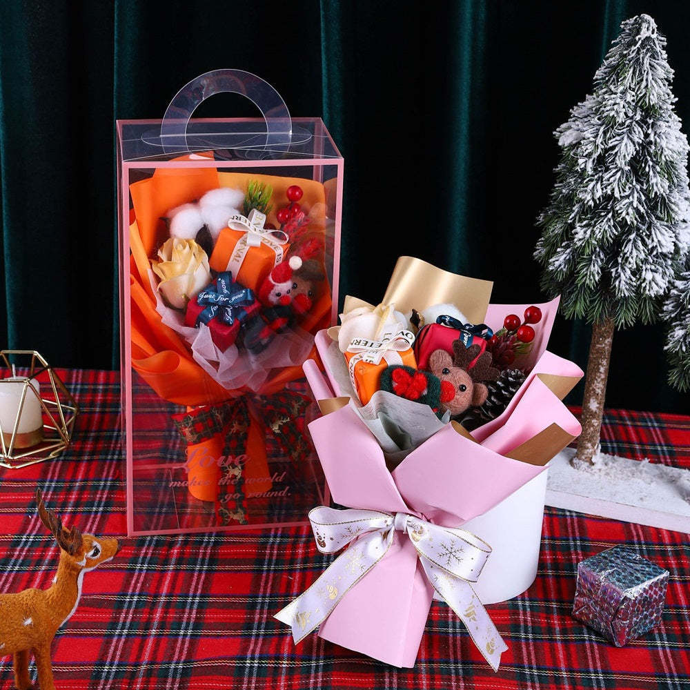 聖誕毛絨公仔熊花束浪漫玩具肥皂花聖誕禮物 - PhotoMoonLampTW