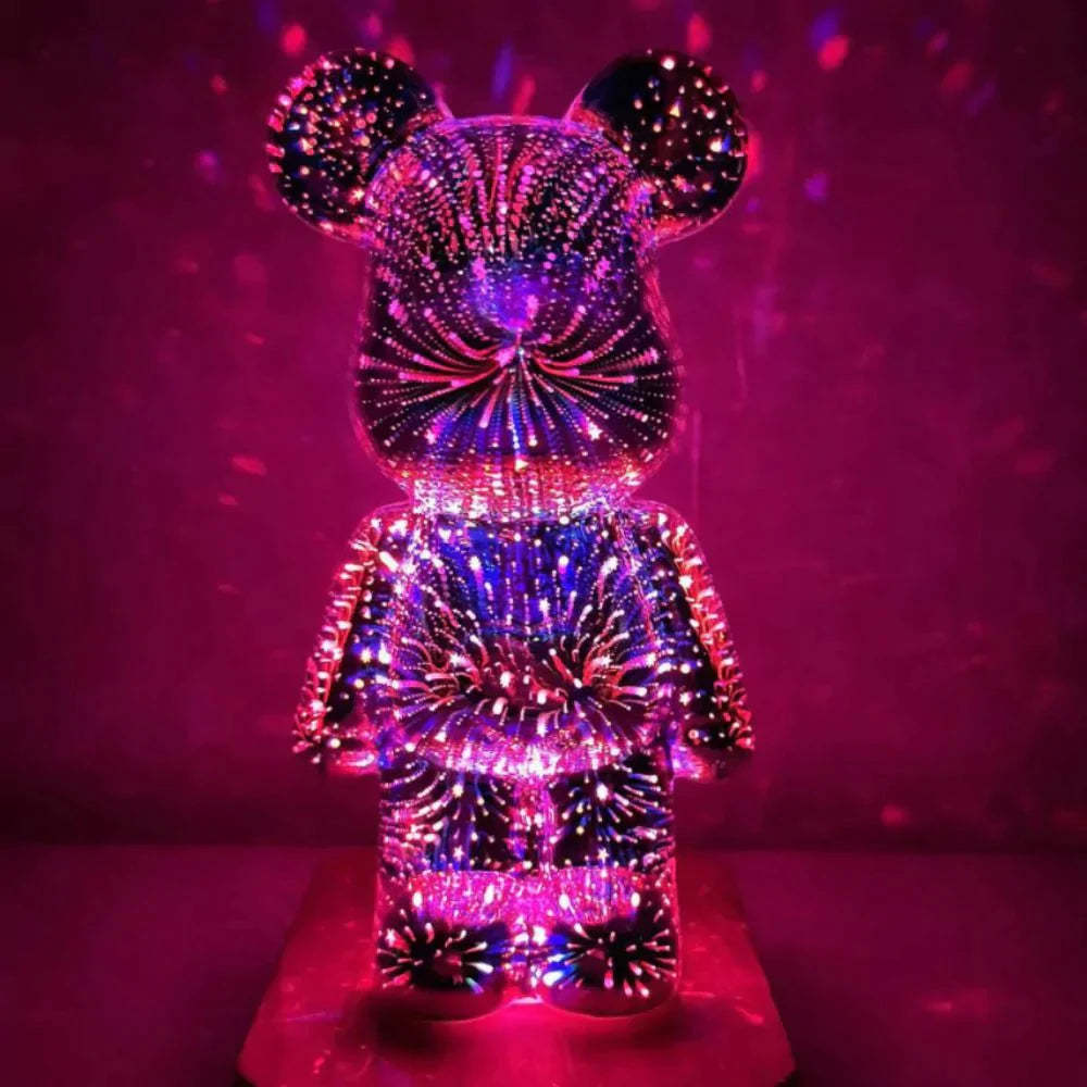 3D Firework Bear Night Light Colorful Bear Decor Light Gift for Him or Her - 