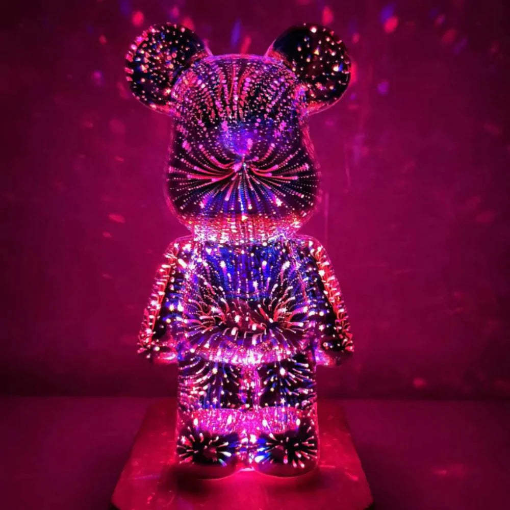 3D Firework Bear Night Light Colorful Bear Decor Light Gift for Him or Her - 