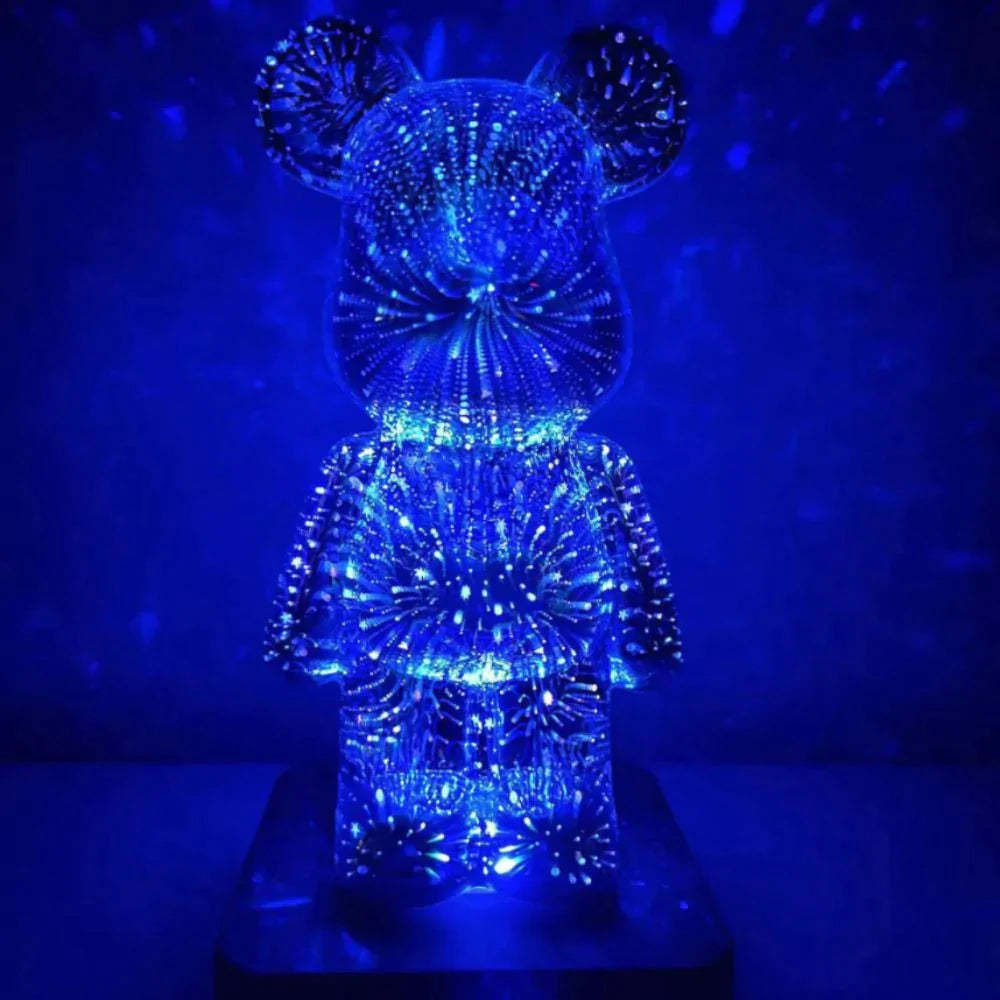 3D Firework Bear Night Light Colorful Bear Decor Light Gift for Him or Her - 